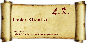 Lacko Klaudia névjegykártya